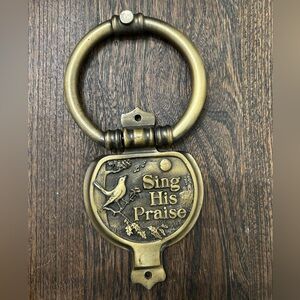 Cheerful Hearts Brass Door Knocker with Bird Design